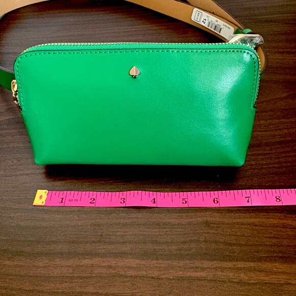Kate Spade Belt Bag Green Leather Top Zip Women's Size L/XL NWT $98 - Picture 4 of 9